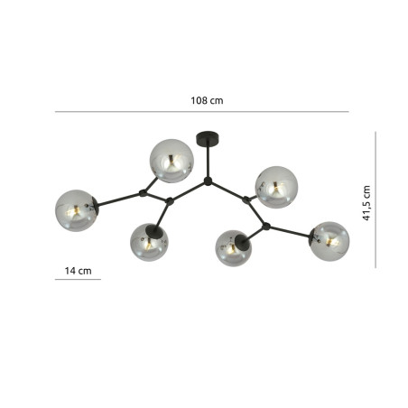 Lampa sufitowa  SPACE 6 BLACK/GRAFIT 1134/6 EMIBIG