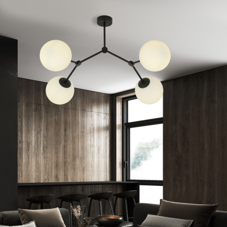 Lampa sufitowa  SPACE 4 BLACK/OPAL 1133/4 EMIBIG