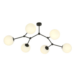 Lampa sufitowa  SPACE 6 BLACK/OPAL 1133/6 EMIBIG
