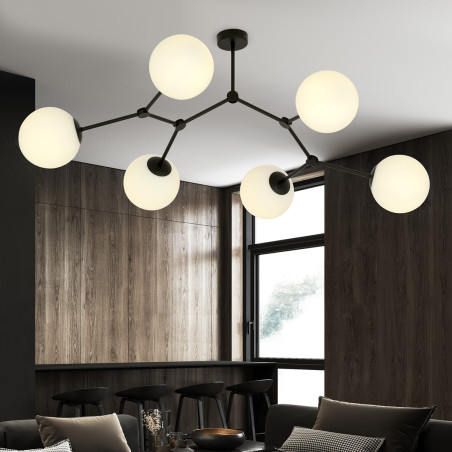Lampa sufitowa  SPACE 6 BLACK/OPAL 1133/6 EMIBIG