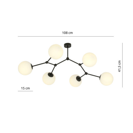 Lampa sufitowa  SPACE 6 BLACK/OPAL 1133/6 EMIBIG