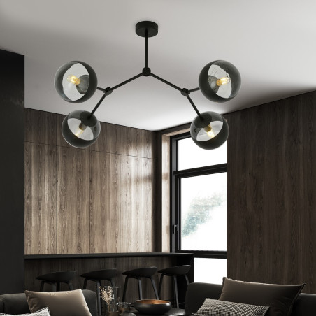 Lampa sufitowa  SPACE 4 BLACK/STRIPE 1135/4 EMIBIG