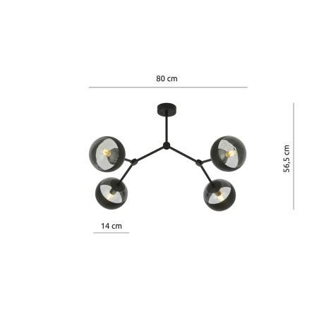 Lampa sufitowa  SPACE 4 BLACK/STRIPE 1135/4 EMIBIG