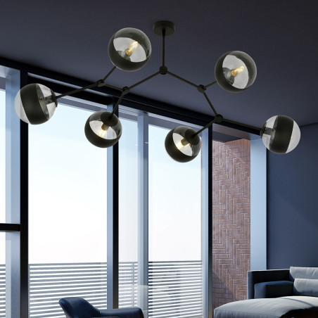Lampa sufitowa  SPACE 6 BLACK/STRIPE 1135/6 EMIBIG
