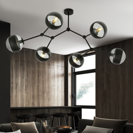 Lampa sufitowa  SPACE 6 BLACK/STRIPE 1135/6 EMIBIG