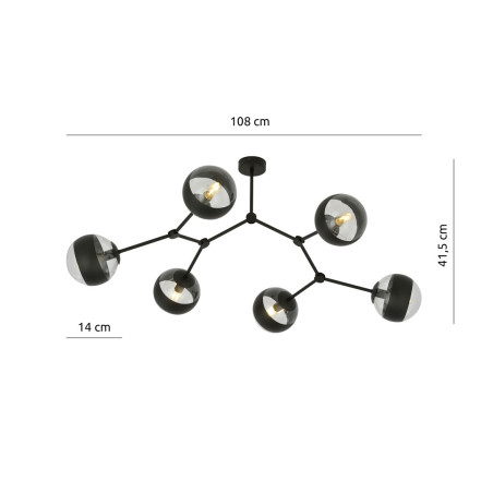 Lampa sufitowa  SPACE 6 BLACK/STRIPE 1135/6 EMIBIG