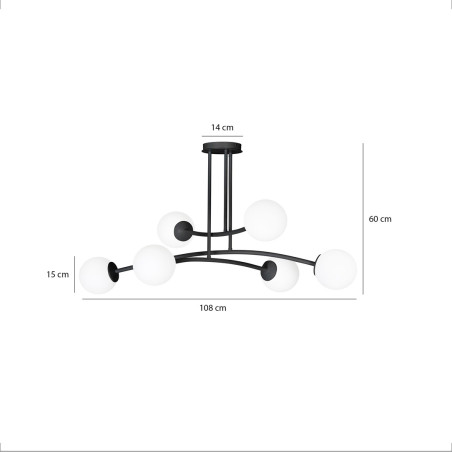 Lampa sufitowa  HALLDOR 6 BLACK 1024/6 EMIBIG