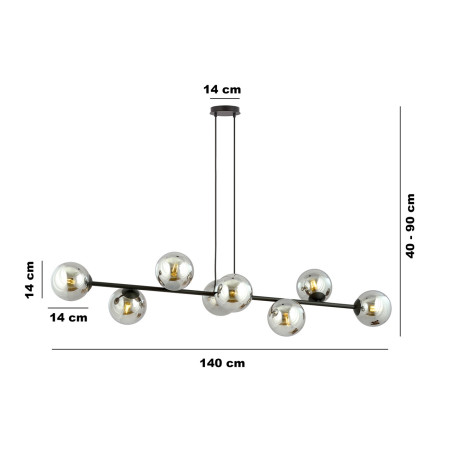 Lampa wisząca  ROSSI 8 BL GRAFIT 875/8 EMIBIG