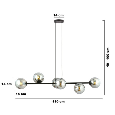 Lampa wisząca  ROSSI 6 BL GRAFIT 875/6 EMIBIG