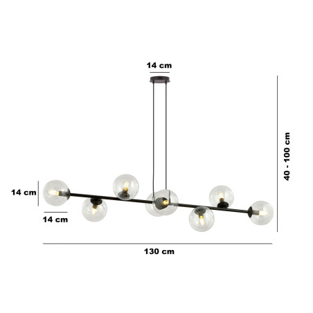 Lampa wisząca  ROSSI 8 BL TRANSPARENT 874/8 EMIBIG