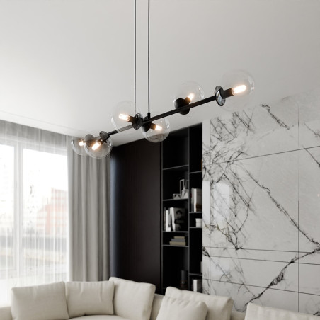 Lampa wisząca  ROSSI 6 BL TRANSPARENT 874/6 EMIBIG