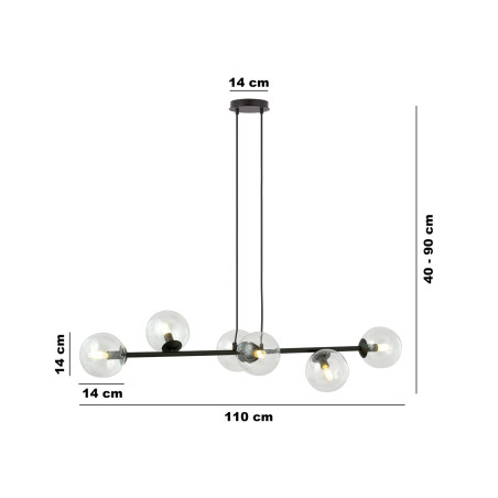 Lampa wisząca  ROSSI 6 BL TRANSPARENT 874/6 EMIBIG