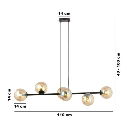 Lampa wisząca  ROSSI 6 BL MIODOWY 876/6 EMIBIG