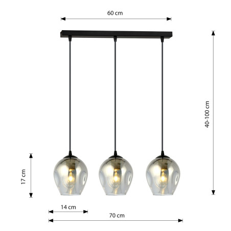 Lampa wisząca  ISTAR 3 BL GRAFIT 680/3 EMIBIG
