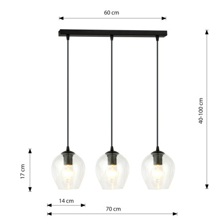 Lampa wisząca  ISTAR 3 BL TRANSPARENT 679/3 EMIBIG
