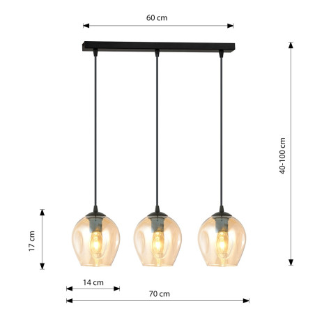 Lampa wisząca  ISTAR 3 BL MIODOWY 677/3 EMIBIG