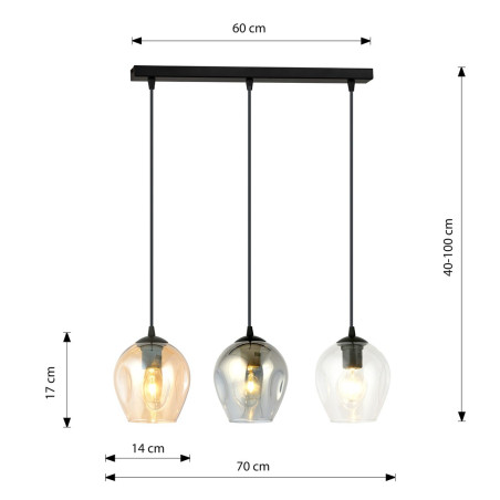 Lampa wisząca  ISTAR 3 BL MIX 678/3 EMIBIG