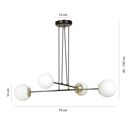 Lampa wisząca OGNIS 4 BLACK 966/4 EMIBIG