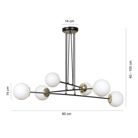 Lampa wisząca OGNIS 6 BLACK 966/6 EMIBIG