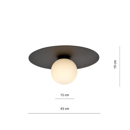 Lampa sufitowa  SOLAR 1 BLACK/OPAL 1127/1 EMIBIG