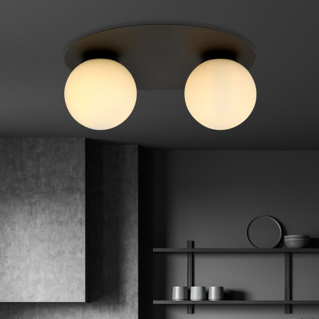 Lampa sufitowa  SOLAR 2 BLACK/OPAL 1127/2 EMIBIG