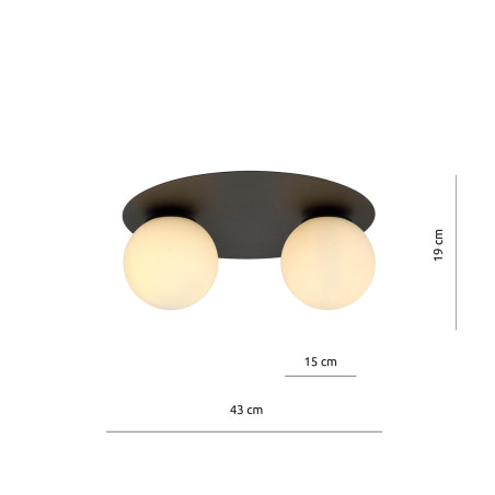 Lampa sufitowa  SOLAR 2 BLACK/OPAL 1127/2 EMIBIG