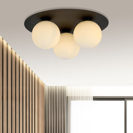 Lampa sufitowa  SOLAR 3 BLACK/OPAL 1127/3 EMIBIG