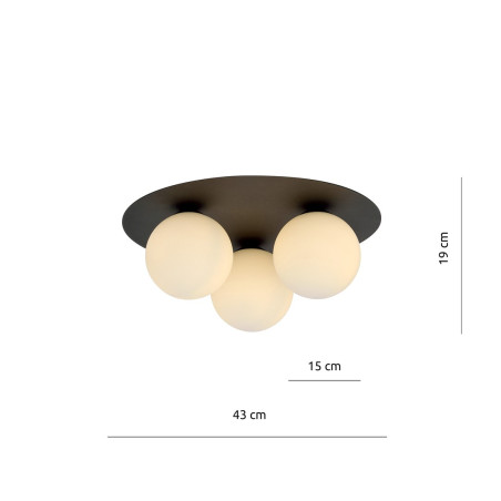 Lampa sufitowa  SOLAR 3 BLACK/OPAL 1127/3 EMIBIG