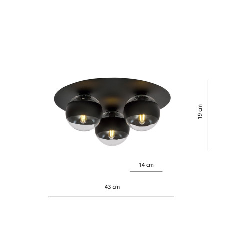 Lampa sufitowa  SOLAR 3 BLACK/STRIPE 1129/3 EMIBIG