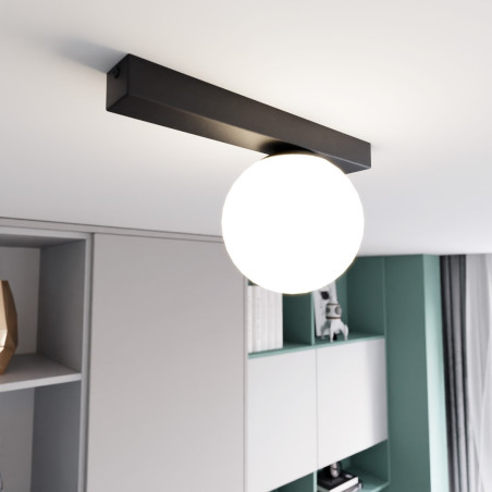 Lampa sufitowa  FIT 1 BLACK/OPAL 1124/1 EMIBIG