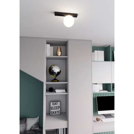 Lampa sufitowa  FIT 1 BLACK/OPAL 1124/1 EMIBIG