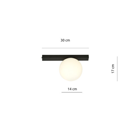 Lampa sufitowa  FIT 1 BLACK/OPAL 1124/1 EMIBIG