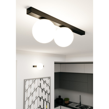 Lampa sufitowa  FIT 2 BLACK/OPAL 1124/2 EMIBIG