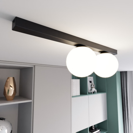 Lampa sufitowa  FIT 2 BLACK/OPAL 1124/2 EMIBIG