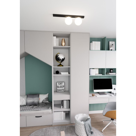 Lampa sufitowa  FIT 2 BLACK/OPAL 1124/2 EMIBIG