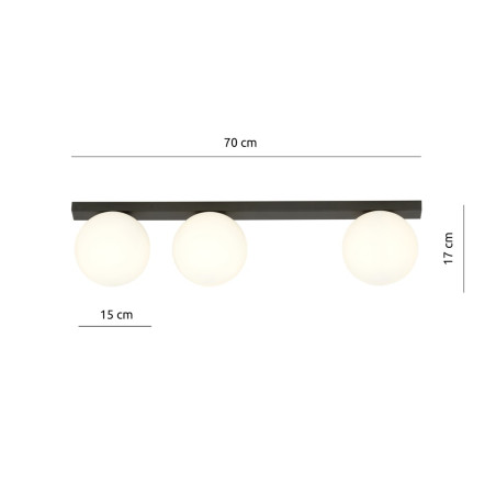 Lampa sufitowa  FIT 3 BLACK/OPAL 1124/3 EMIBIG