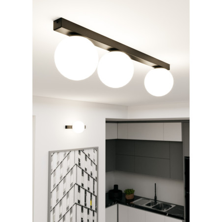 Lampa sufitowa  FIT 3 BLACK/OPAL 1124/3 EMIBIG