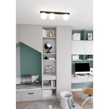 Lampa sufitowa  FIT 3 BLACK/OPAL 1124/3 EMIBIG