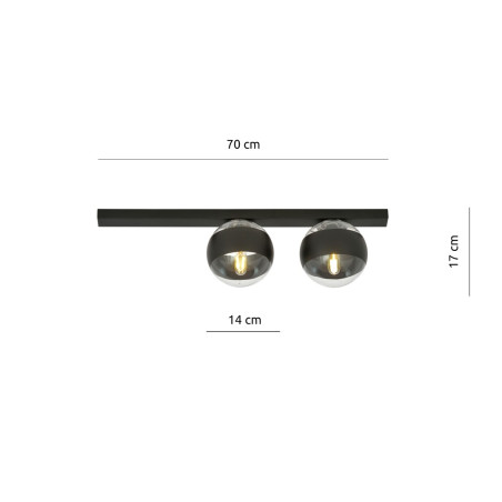 Lampa sufitowa  FIT 2 BLACK/STRIPE 1123/2 EMIBIG