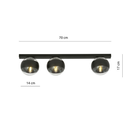 Lampa sufitowa  FIT 3 BLACK/STRIPE 1123/3 EMIBIG