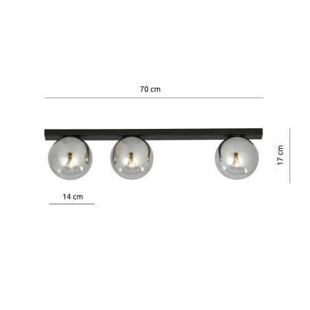 Lampa sufitowa  FIT 3 BLACK/GRAFIT 1122/3 EMIBIG
