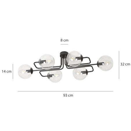 Lampa sufitowa  BRENDI 6A BL TRANSPARENT 831/6A EMIBIG
