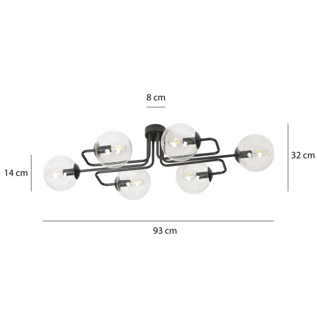 Lampa sufitowa  BRENDI 6A BL TRANSPARENT 831/6A EMIBIG