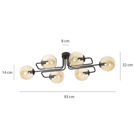 Lampa sufitowa  BRENDI 6A BL MIODOWY 833/6A EMIBIG