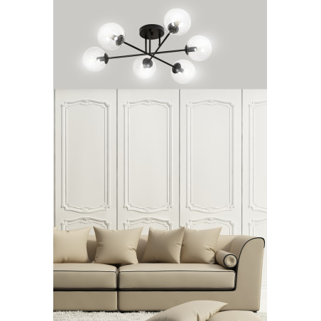 Lampa sufitowa  BRENDI 6B BL TRANSPARENT 831/6B EMIBIG