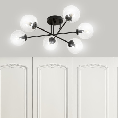 Lampa sufitowa  BRENDI 6B BL TRANSPARENT 831/6B EMIBIG