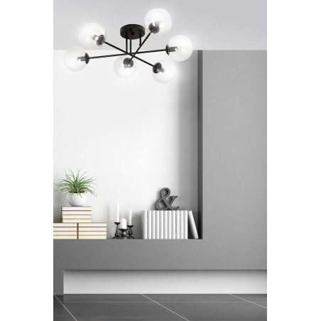 Lampa sufitowa  BRENDI 6B BL TRANSPARENT 831/6B EMIBIG
