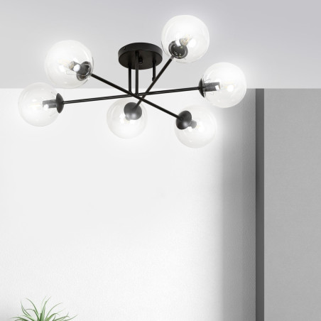 Lampa sufitowa  BRENDI 6B BL TRANSPARENT 831/6B EMIBIG