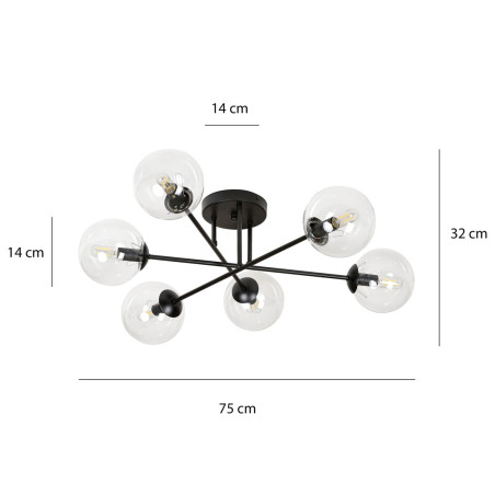 Lampa sufitowa  BRENDI 6B BL TRANSPARENT 831/6B EMIBIG