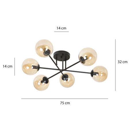 Lampa sufitowa  BRENDI 6B BL MIODOWY 833/6B EMIBIG